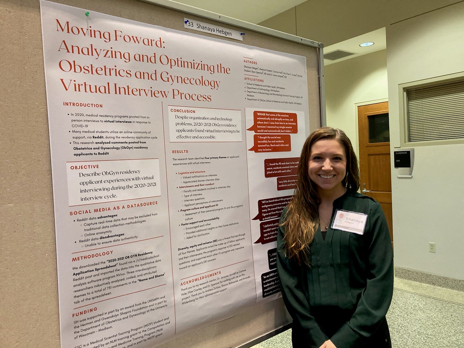 Congratulations to Shanaya Hebgen for presenting at the Shapiro Research Forum!